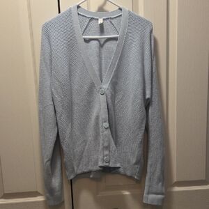 Lululemon Athletica Light Blue Women's V-Neck Button Front Cardigan Size 10